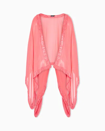 Giorgio Armani Silk Cape With Crystal Detail In Pink
