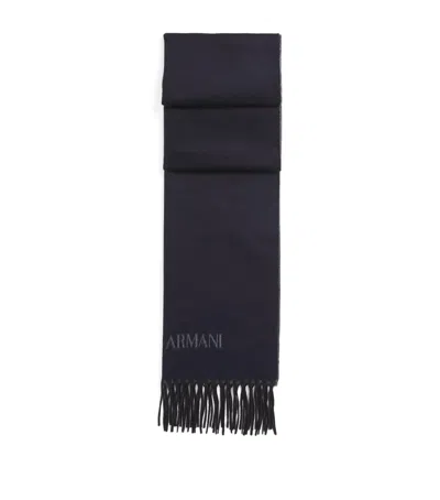 Giorgio Armani Silk-cashmere Fringe Scarf In Black