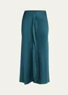Giorgio Armani Silk Skirt With Rouches Detail In Dark Green