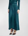 Giorgio Armani Official Store Midi Skirt In Double-sided Silk Satin In Dark Green