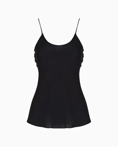 Giorgio Armani Silk Charmeuse Top In Black