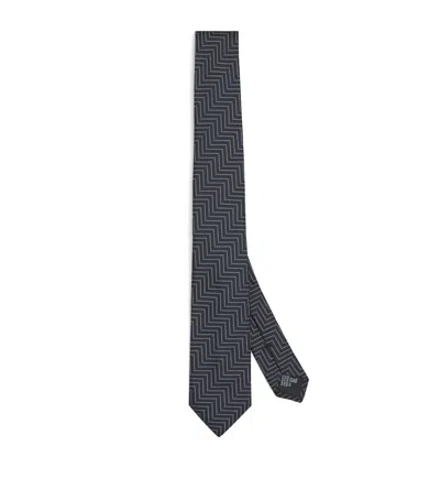 Giorgio Armani Silk Chevron Tie In Gold