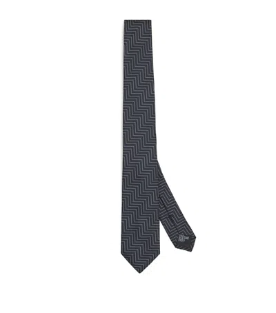 Giorgio Armani Silk Chevron Tie In Black