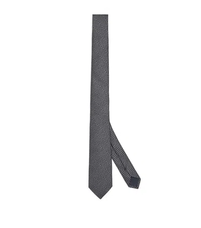Giorgio Armani Silk Chevron Tie In Gray