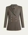 Giorgio Armani Silk Cotton Double-breasted Blazer In Gray
