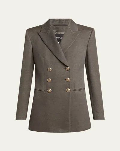 Giorgio Armani Silk Cotton Double-breasted Blazer In Gray