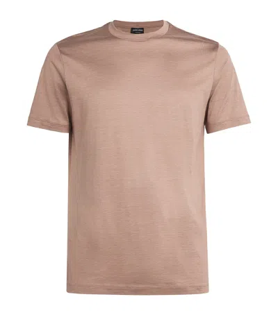 Giorgio Armani Silk-cotton T-shirt In White