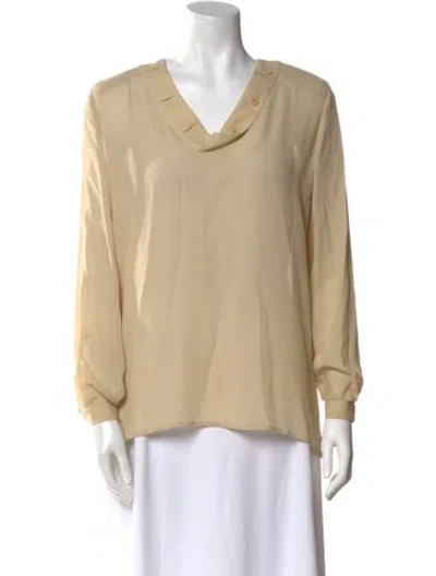 Pre-owned Giorgio Armani Silk Cowl Neck Blouse In Green