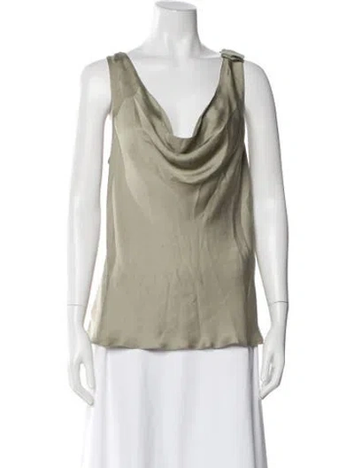 Pre-owned Giorgio Armani Silk Cowl Neck Blouse In Neutral