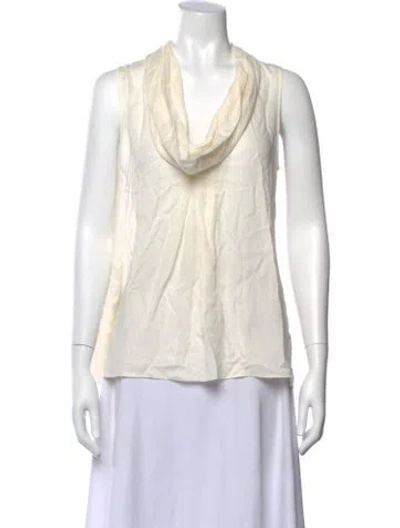 Pre-owned Giorgio Armani Silk Cowl Neck Blouse W/ Tags In Neutral