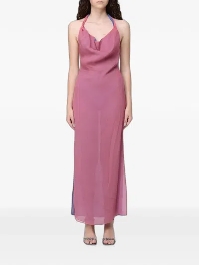 Giorgio Armani Silk Cowl-neck Maxi Dress In Pink