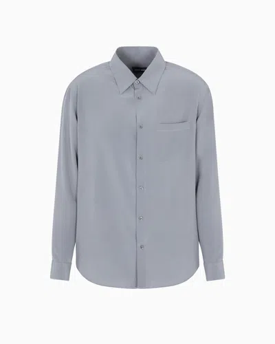 Giorgio Armani Silk Crêpe Shirt In Blue