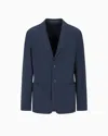 Giorgio Armani Silk Crêpe Single-breasted Jacket In Blue