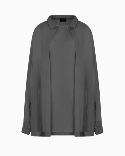 Giorgio Armani Silk Crépon Loose Shirt In Gray