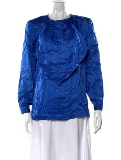 Pre-owned Giorgio Armani Silk Crew Neck Blouse In Blue