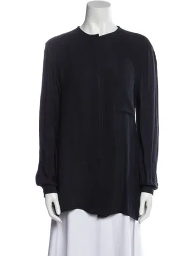 Pre-owned Giorgio Armani Silk Crew Neck Blouse In Blue