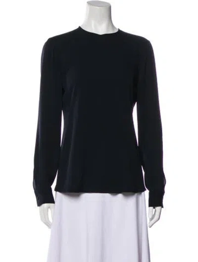 Pre-owned Giorgio Armani Silk Crew Neck Blouse In Blue