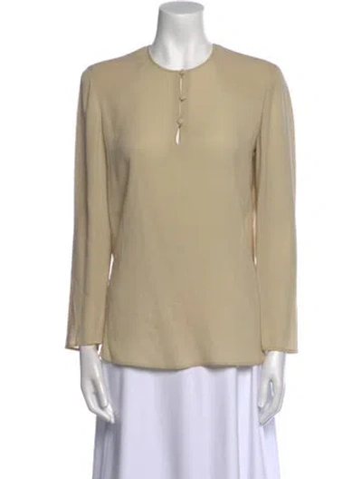 Pre-owned Giorgio Armani Silk Crew Neck Blouse In Neutral