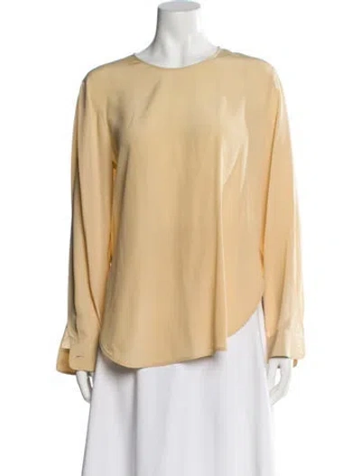 Pre-owned Giorgio Armani Silk Crew Neck Blouse In Neutral