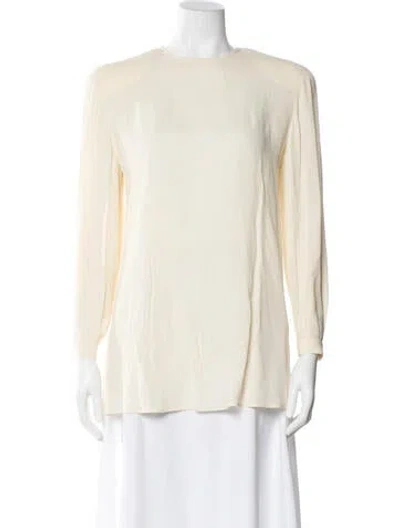 Pre-owned Giorgio Armani Silk Crew Neck Blouse In Neutral