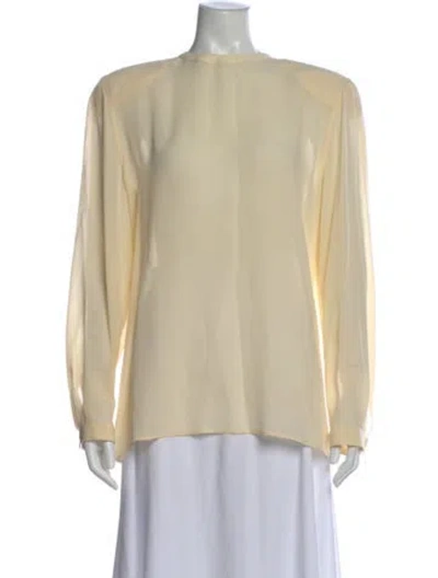Pre-owned Giorgio Armani Silk Crew Neck Blouse In Neutral
