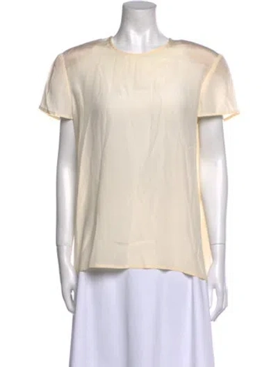 Pre-owned Giorgio Armani Silk Crew Neck Blouse In White