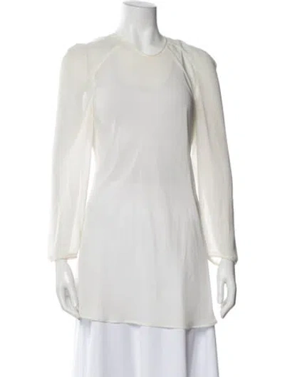 Pre-owned Giorgio Armani Silk Crew Neck Blouse In White