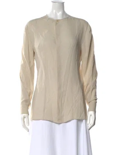 Pre-owned Giorgio Armani Silk Crew Neck Blouse In White