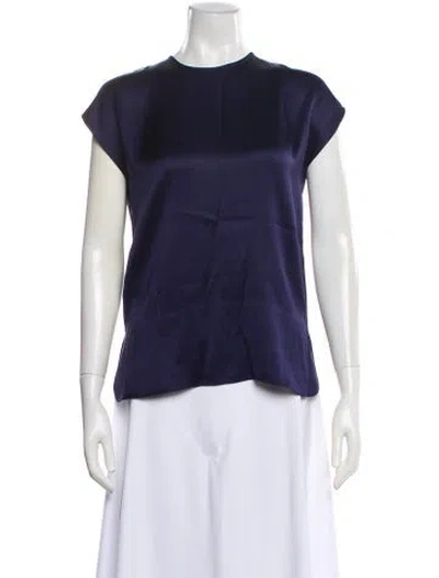 Pre-owned Giorgio Armani Silk Crew Neck Top In Blue