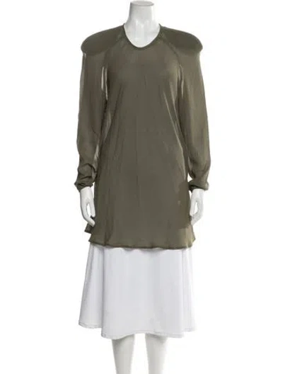 Pre-owned Giorgio Armani Silk Crew Neck Top In Green