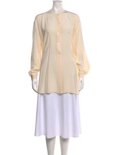 Pre-owned Giorgio Armani Silk Crew Neck Tunic In Neutral