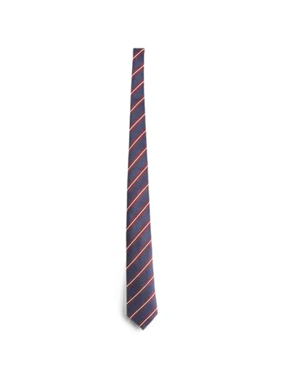 Giorgio Armani Silk Diagonal-stripe Tie In Blue