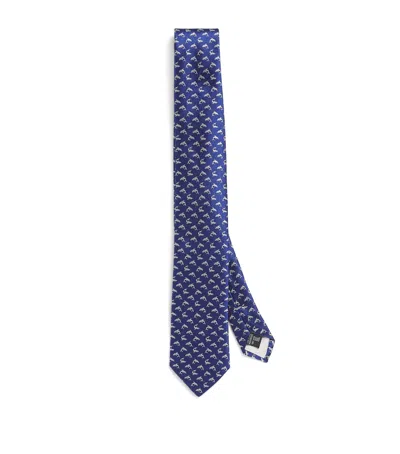 Giorgio Armani Silk Dolphin Print Tie In Blue