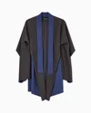 Giorgio Armani Silk Double Georgette Pea Coat In Blue