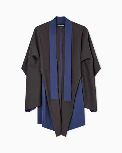 Giorgio Armani Silk Double Georgette Pea Coat In Blue