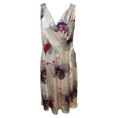 Pre-owned Giorgio Armani Silk Dress Size 44 In Gray