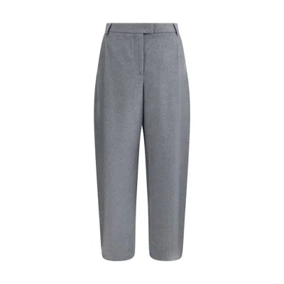 Giorgio Armani Silk Flannel Pants In Gray