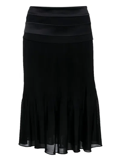 Pre-owned Giorgio Armani Silk Flared Skirt In Black