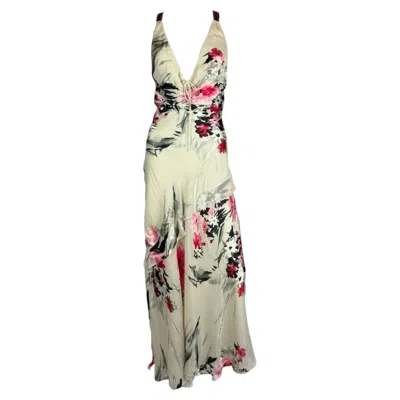 Pre-owned Giorgio Armani Silk Floral Gown, 2005 In Sand