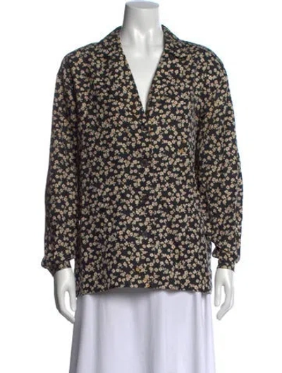 Pre-owned Giorgio Armani Silk Floral Print Blouse In Multi