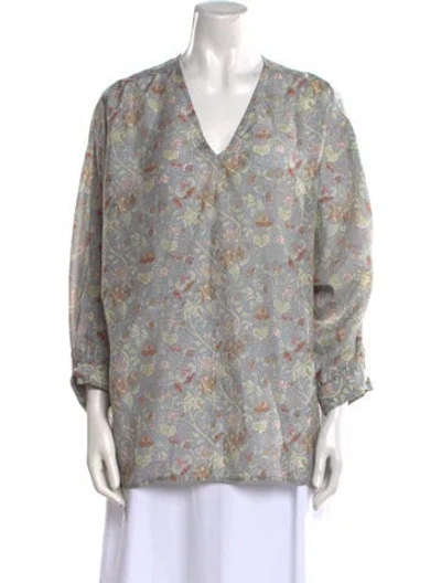 Pre-owned Giorgio Armani Silk Floral Print Blouse In Multi