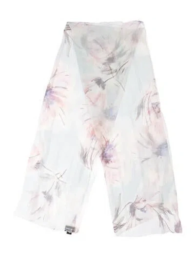 Pre-owned Giorgio Armani Silk Floral Print Scarf In Blue