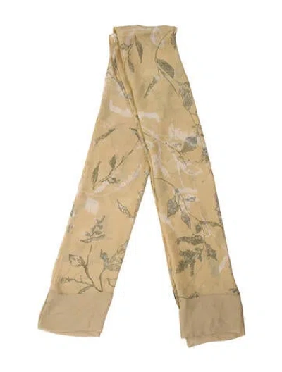 Pre-owned Giorgio Armani Silk Floral Print Scarf In Neutral