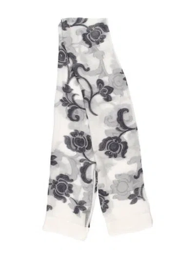Pre-owned Giorgio Armani Silk Floral Print Scarf In Neutrals