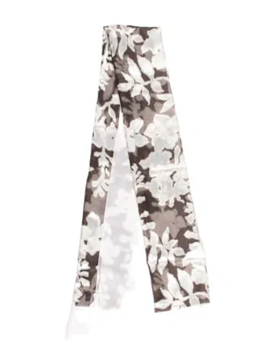 Pre-owned Giorgio Armani Silk Floral Print Scarf In White