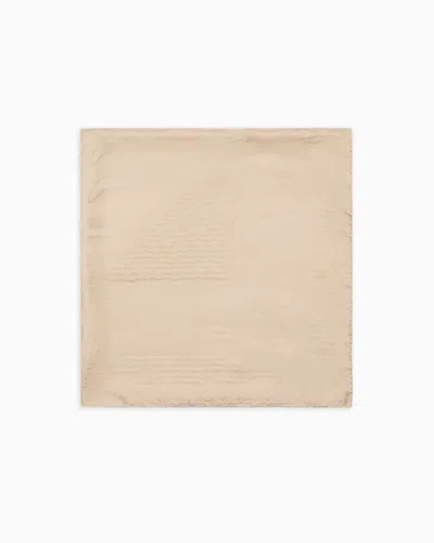 Giorgio Armani Silk Foulard With A Jacquard Motif In Neutral