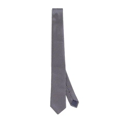 Giorgio Armani Silk Geometric Jacquard Tie In Blue