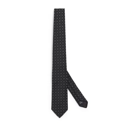 Giorgio Armani Silk Geometric Jacquard Tie In Black