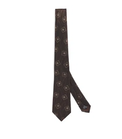 Giorgio Armani Silk Geometric Jacquard Tie In Gold
