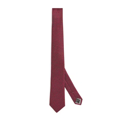 Giorgio Armani Silk Geometric Print Tie In Red